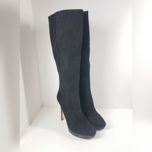 Michael Michael Kors Black Suede Tall Knee High Stiletto Boots